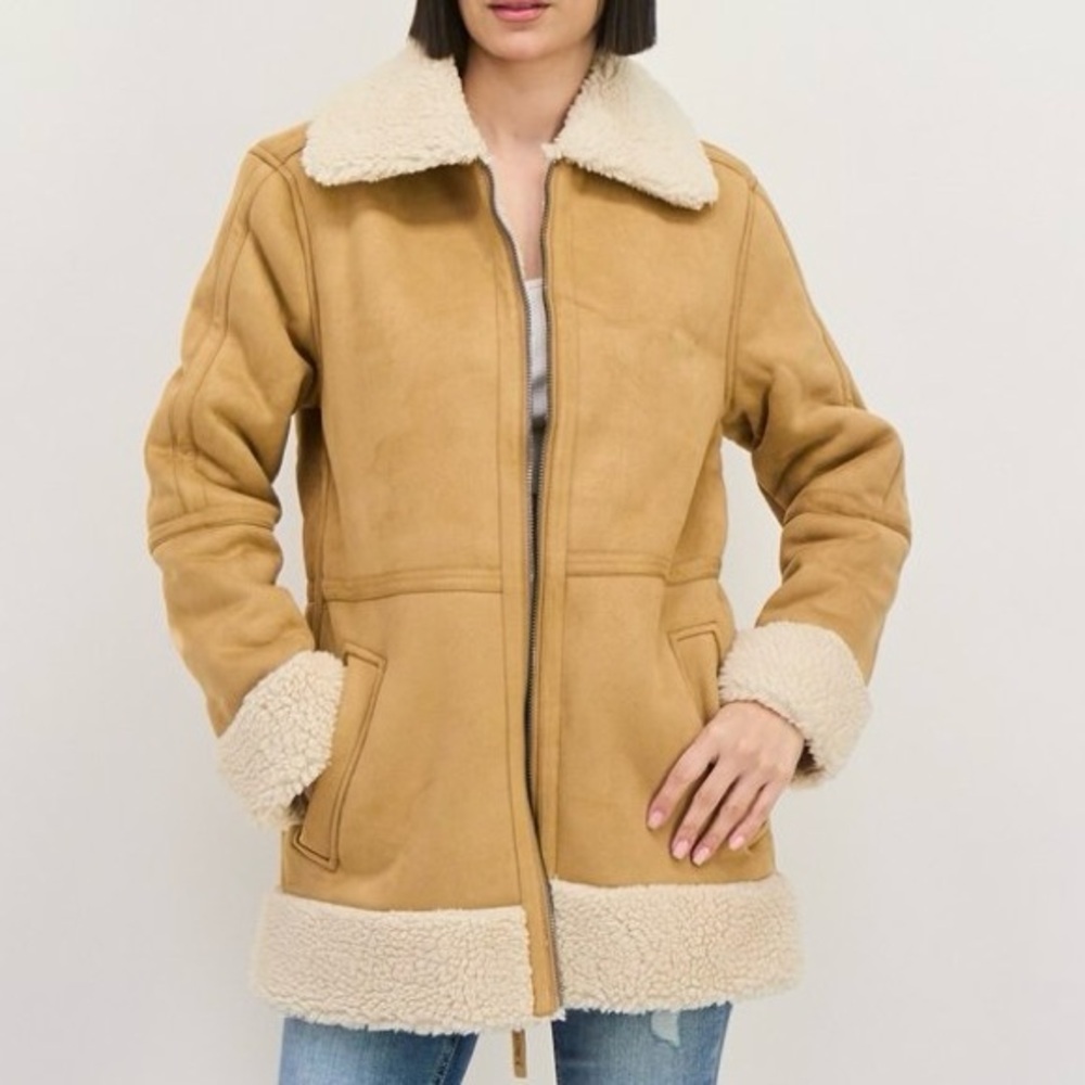 BearPaw Tan and Cream Teddy Jacket Cozy Winter Essential - Size XL